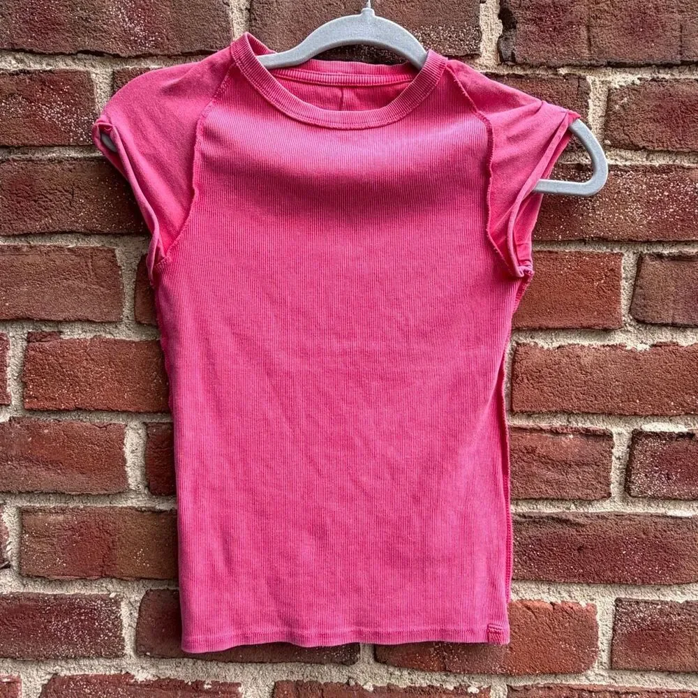 Free People We The Free  Ever Had Tee shirt in hibiscus pop L NWOT
